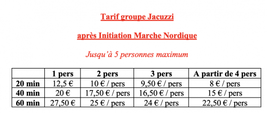 Tarif jacuzzi 50